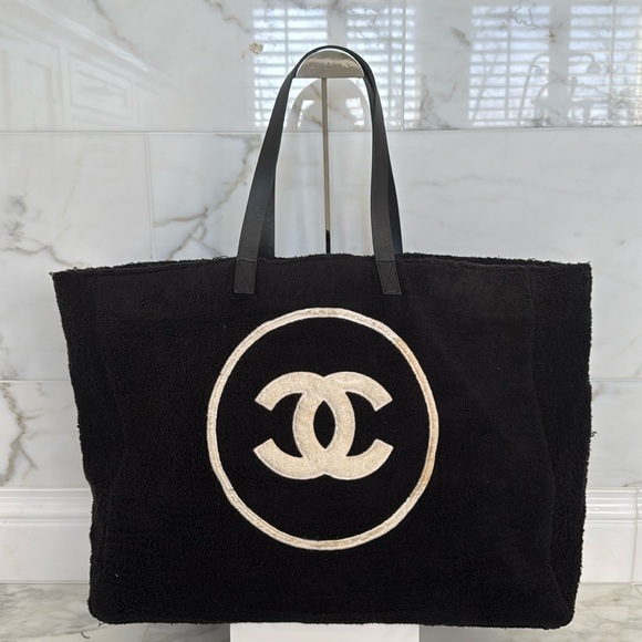 CHANEL Terry Cloth Top Handle BeachTote Bag. Circa 1990’s - Picture 1 of 11